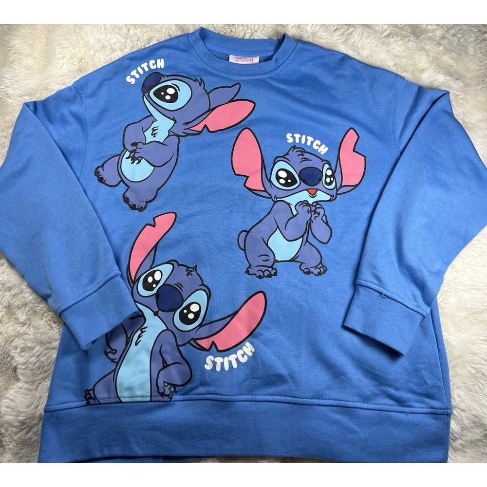 Disney Lilo & Stitch Sweatshirt Pullover Mens Womens Size S Small Blue Graphic A